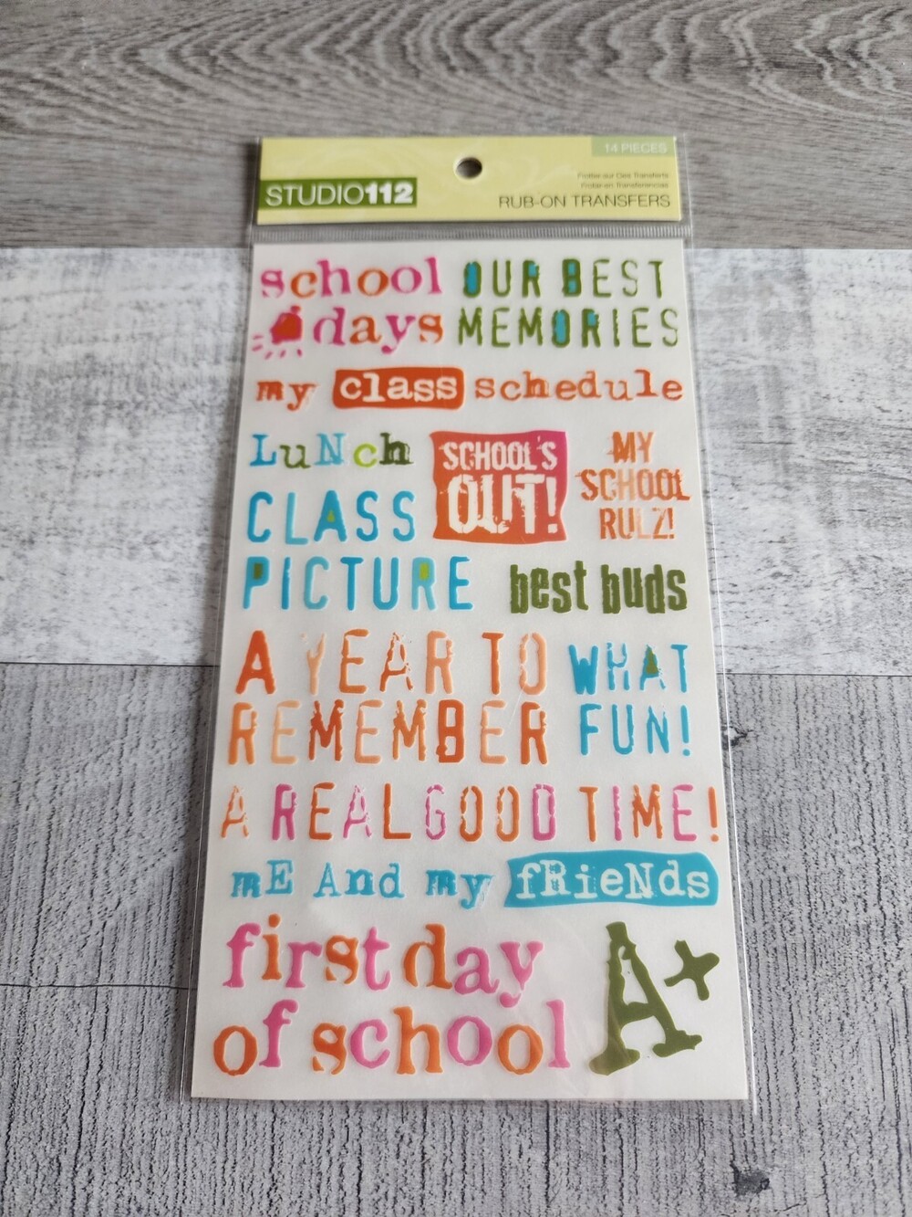 New School Phrases Rub-Ons Transfers Studio 112 Scrapbooking Card Retired #47
